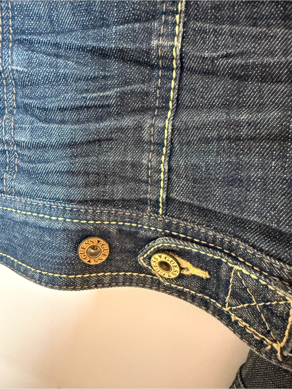 GUESS Blue Denim Jacket with Gold Detail. Size XS Petite - Picture 8 of 11
